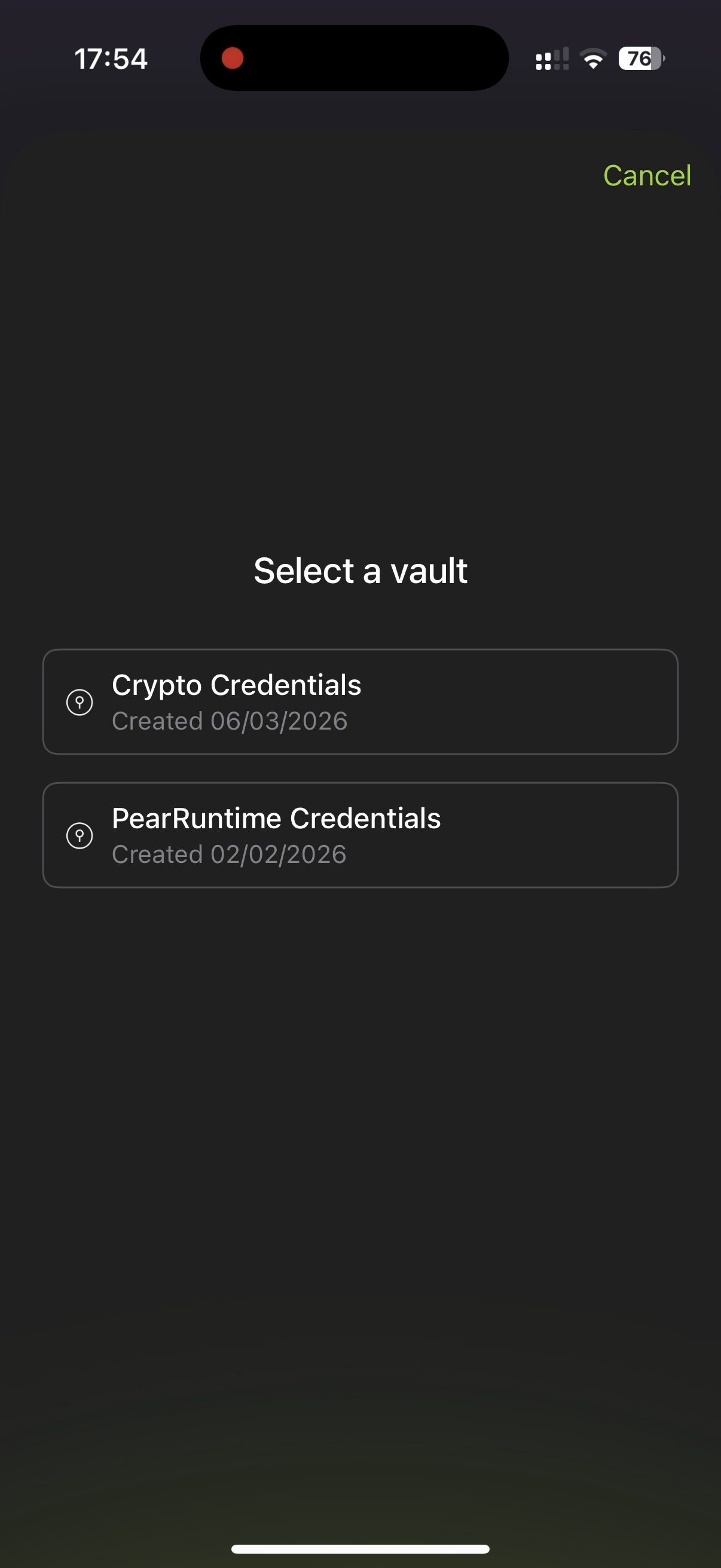 Select a vault